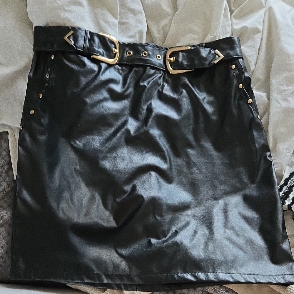 Flying Tomato Black Mini Skirt with Gold Details